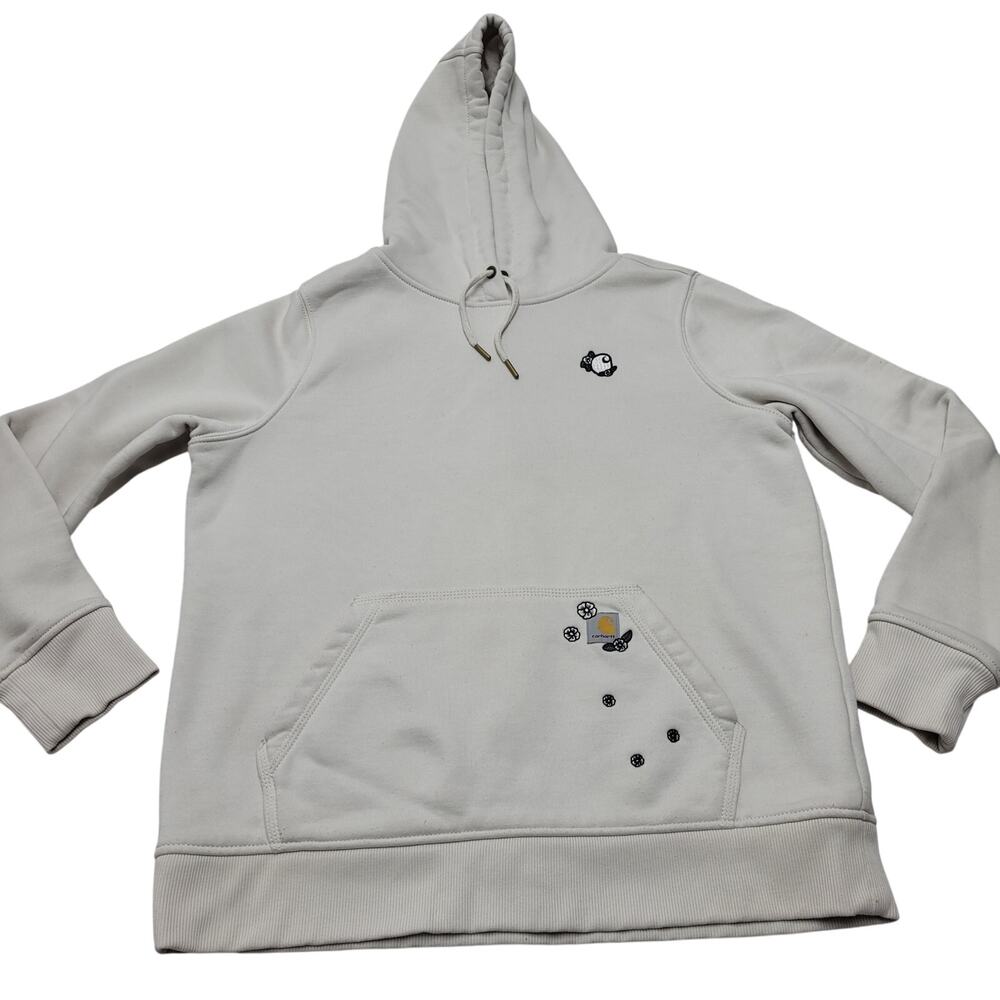 Carhartt Light Gray Hoodie with Small Graphic Accents
